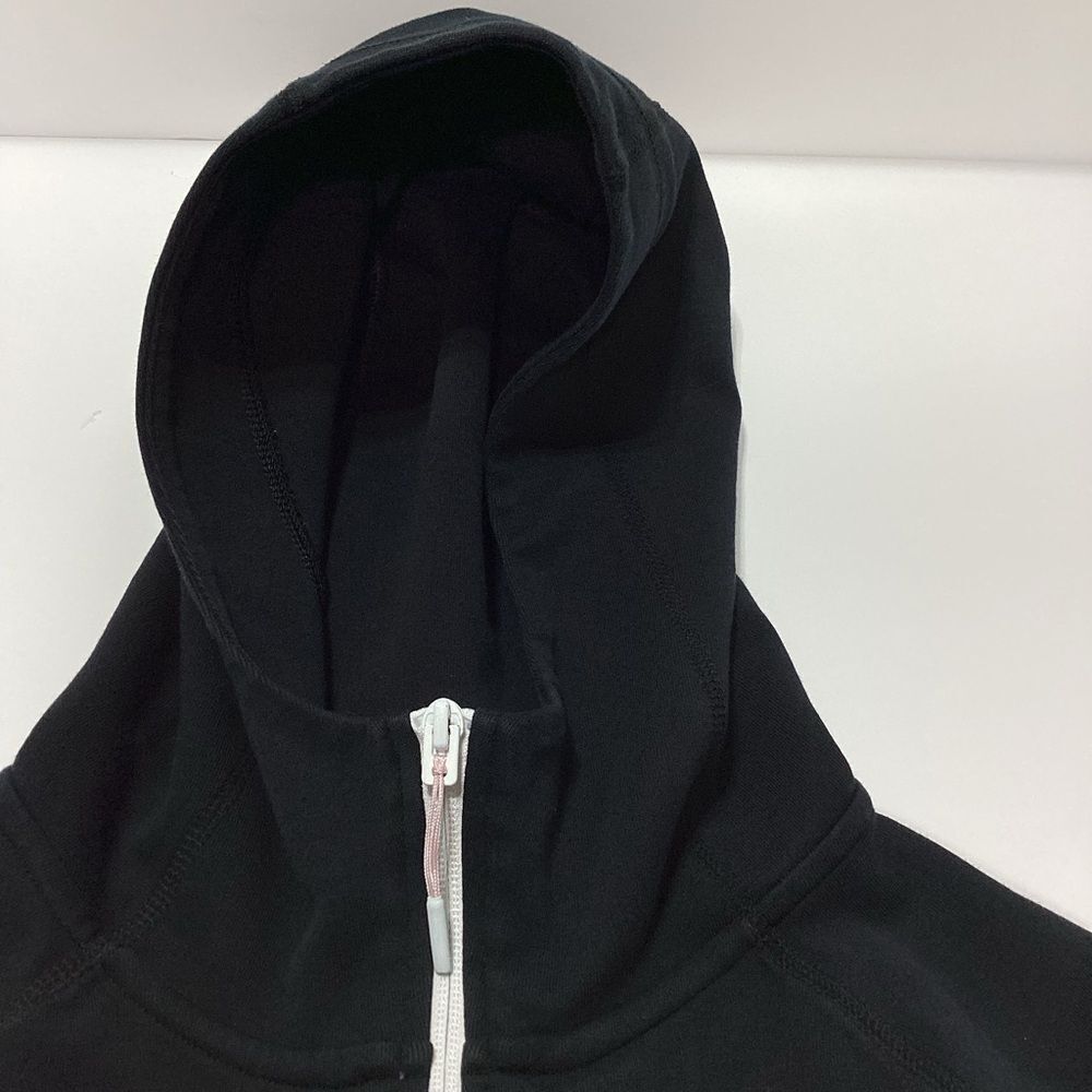 Nike Zip Front Hoodie Sweatshirt Wide Hem Black With White Detail Scuba Hood XXL - Picture 8 of 11